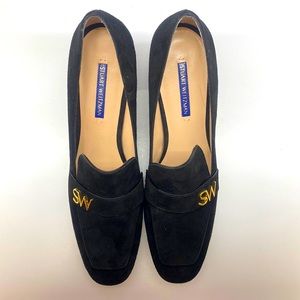 Stuart Weitzman Black Suede Loafer Pump